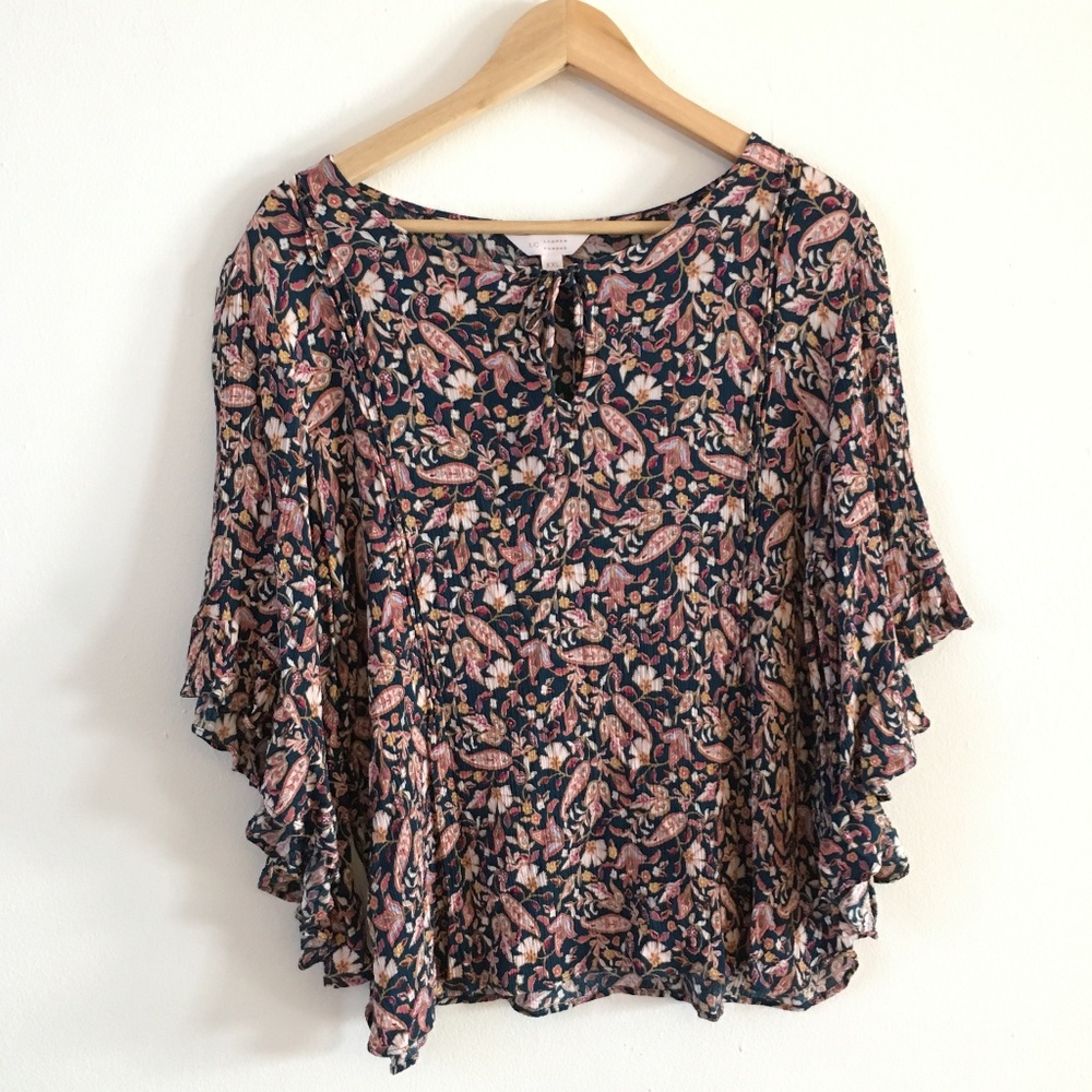 Lauren Conrad Floral Flounce Top